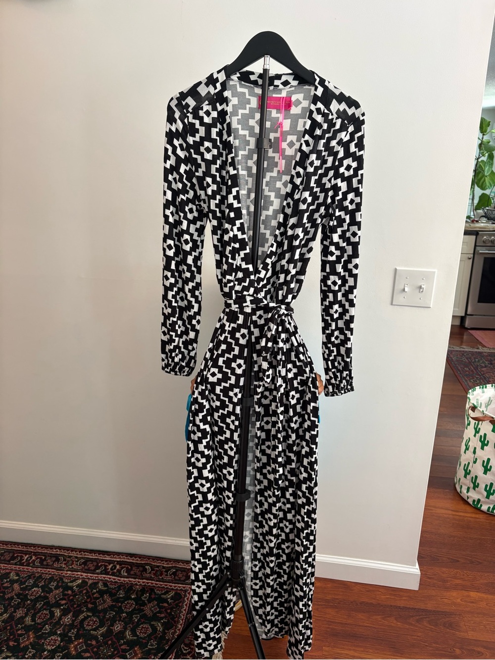 Black & White Geo Wrap Maxi Dress